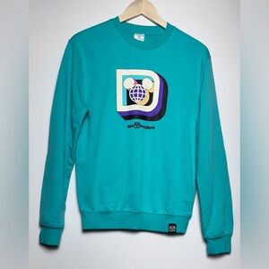 Walt Disney World Sweatshirt Green Retro D Logo Mikey Mouse Unisex Sz XS